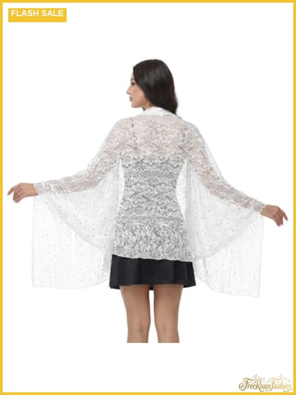 Sparkly Sequin Lace Shawl with Rhinestones Formal Evening Wedding Wrap